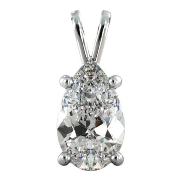 14kt White Gold 2 Carat Pear Lab Diamond Color Grade G-H Clarity Grade SI1-S12 - Picture 2 of 16